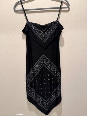 Vintage Made in USA Y2K Black Bandana Slip Dress